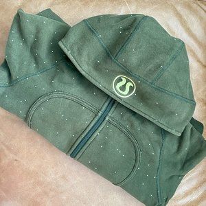 Lululemon Dark Olive Green Polka Dot Scuba Full Zip Hoodie